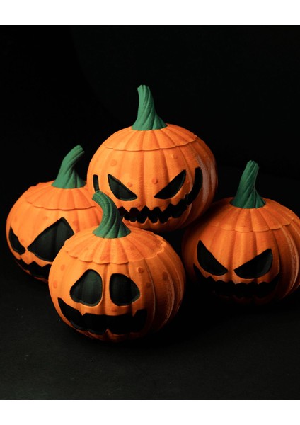 Turansoy Craft Cadılar Bayramı Temalı Dekoratif Balkabağı Pumpkin Kase 4'Lü Set 12'Şer  cm