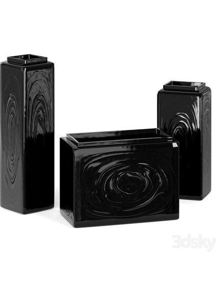 Puddle Modern Vazo Seti Büyük Boy 25 cm Sert Plastik 3'Lü Dekoratif Modern vazo