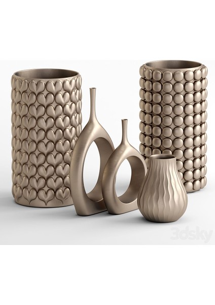 Annu Modern Vazo Seti Büyük Boy 25 cm Sert Plastik 5'Li Dekoratif Modern vazo