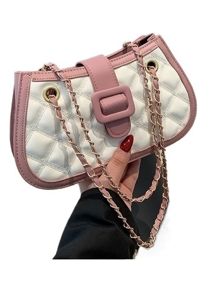 Kadınlar Için Basit Eşkenar Dörtgen Zincir Omuz Crossbody Küçük Kare Çanta (Yurt Dışından)