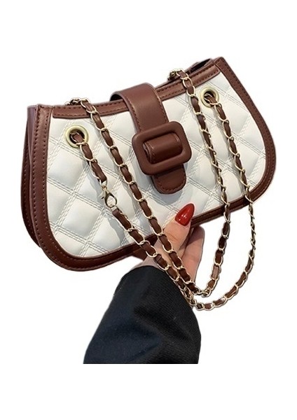Kadınlar Için Basit Eşkenar Dörtgen Zincir Omuz Crossbody Küçük Kare Çanta (Yurt Dışından)