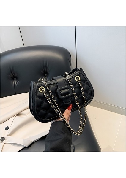Kadınlar Için Basit Eşkenar Dörtgen Zincir Omuz Crossbody Küçük Kare Çanta (Yurt Dışından)