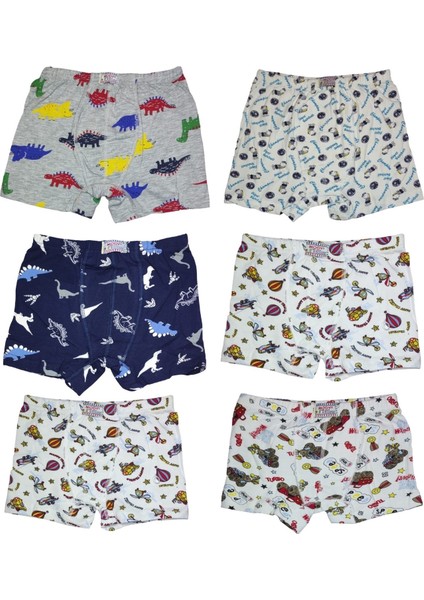 6 Adet Likralı Erkek Çocuk Empirme Desenli Mody Penye Boxer fiyatları