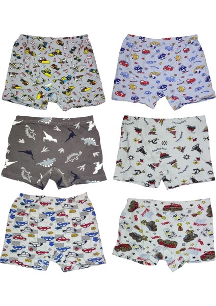 6 Adet Likralı Erkek Çocuk Empirme Desenli Mody Penye Boxer modelleri
