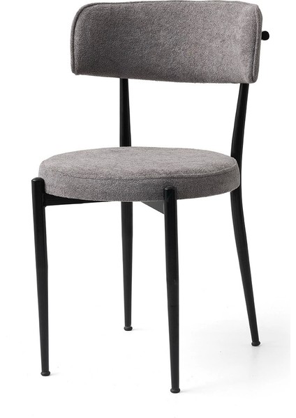 Gzde Metal Siyah Ayaklı Kumaş Salon Balkon ve Mutfak Sandalyesi 4 Adet