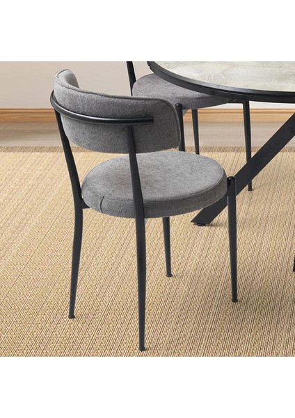 Gzde Metal Siyah Ayaklı Kumaş Salon Balkon ve Mutfak Sandalyesi 4 Adet modelleri