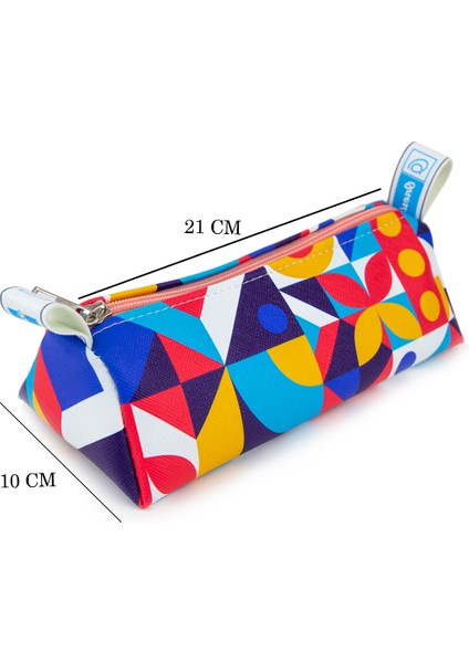 Kalem Kutusu Colourful Cute Üçgen Tasarım Vegan Deri (Kalemlik ve Makyaj Çantası)) modelleri