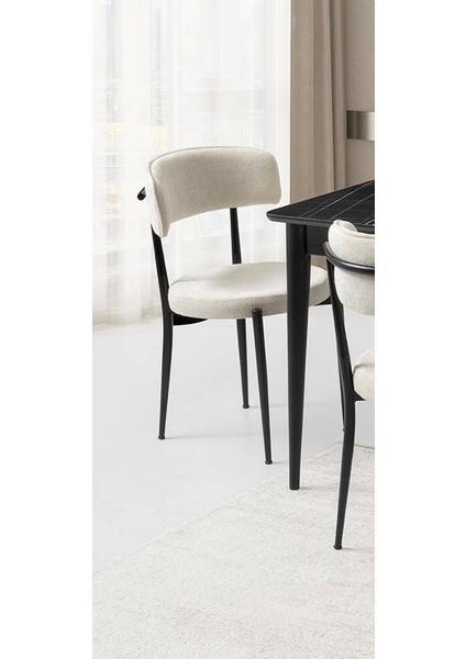 Göz Metal Ayaklı Kumaş Salon Balkon ve Mutfak Sandalyesi Krem 1 Adet fiyatları