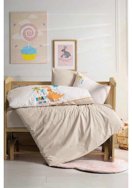 Punch Nakışlı Bebek Nevresim Takımı Kiddo - Krem