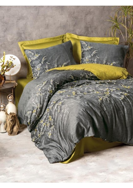 Saten Çift Kişilik Nevresim Takımı - Libby Yeşil fırsatları