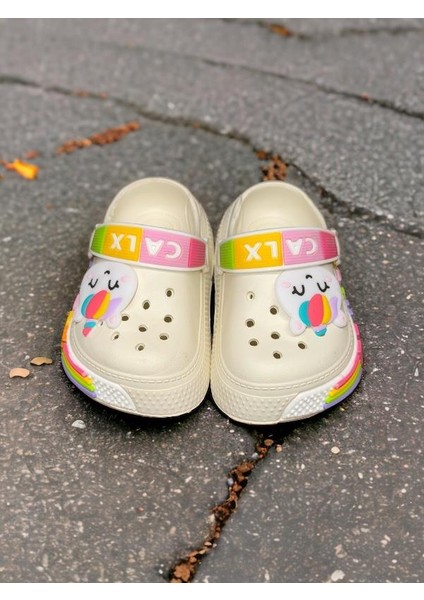 Calx Çocuk Krem Kedi Figürlü Kaydırmaz Terlik modelleri