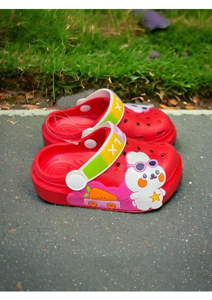 Calx Çocuk Kırmızı Renk Havuç Tavşan Figürlü Kaydırmaz Sandalet Crocs Terlik fiyatları