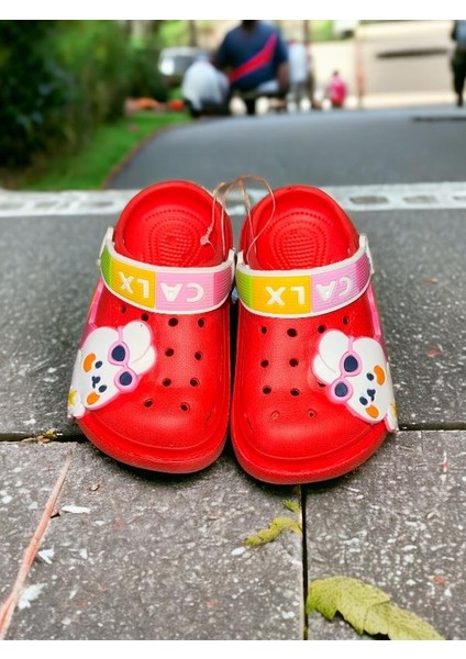 Calx Çocuk Kırmızı Renk Havuç Tavşan Figürlü Kaydırmaz Sandalet Crocs Terlik modelleri