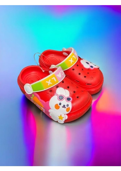 Calx Çocuk Kırmızı Renk Havuç Tavşan Figürlü Kaydırmaz Sandalet Crocs Terlik indirimleri
