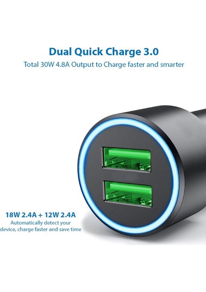 5V 3.1A Yeni Nesil Araç Şarj Cihazı, Hızlı Güç Şarj Teknolojisi ve Çift USB Bağlantı Noktalı Taşınabilir Çakmaklık