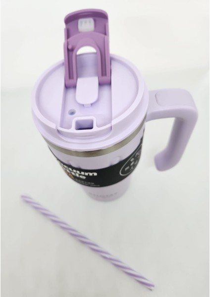 Handle Mug ST-8169 680ML Pipetli-Pipetsiz Kullanım Termos Bardak Lila