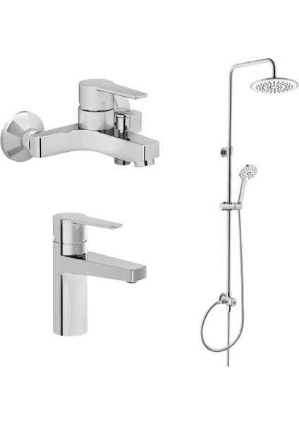 Nora S Banyo Bataryası + Lavabo Bataryası + 3c Duş Sistemi A45786
