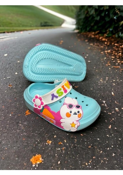 Calx Çocuk Turkuaz Havuç Tavşan Figürlü Kaydırmaz Terlik fırsatları