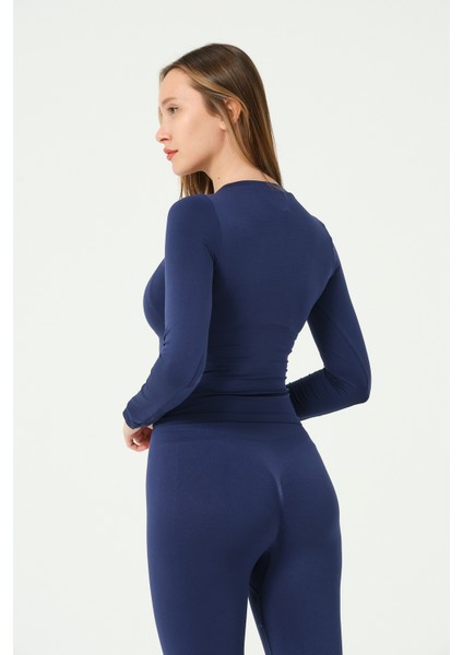 Uzun Kollu Yuvarlak Yaka Crop Top Seamless modelleri