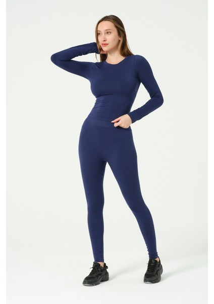 Uzun Kollu Yuvarlak Yaka Crop Top Seamless fırsatları