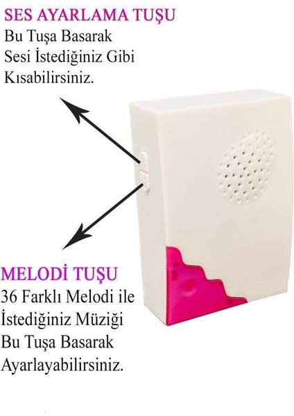 Pilli Uzaktan Kumandalı Zil Seti - Kablosuz Kapı Zili Wireless 36 Melodi