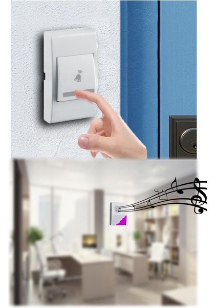 Pilli Uzaktan Kumandalı Zil Seti - Kablosuz Kapı Zili Wireless 36 Melodi