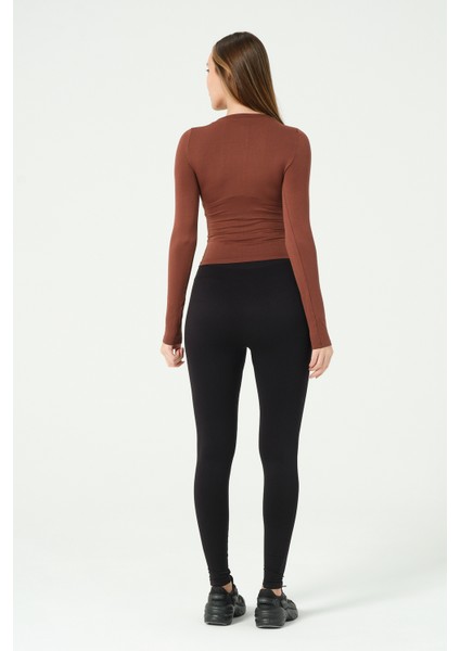 Uzun Kollu Yuvarlak Yaka Crop Top Seamless indirimleri