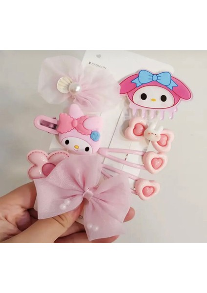 My Melodi Melody Pembe Sanrio Kalp Yıldız Çiçek Kurdele Kız Çocuk Saç Toka Aksesuar Set fiyatları
