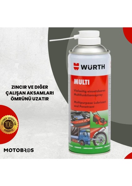 Motosiklet Zincir ve Çalışan Parça Yağlama Wurth Multi Çok Amaçlı Sprey