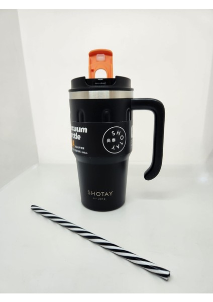 Handle Mug ST-8169 680ML Pipetli-Pipetsiz Kullanım Termos Bardak Siyah modelleri