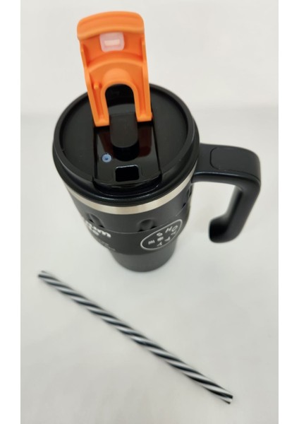 Handle Mug ST-8169 680ML Pipetli-Pipetsiz Kullanım Termos Bardak Siyah fırsatları