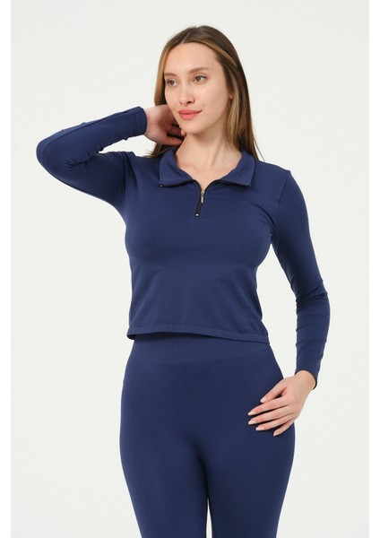 Fermuarlı Crop Top Seamless