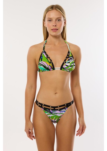 4625 Yeşil Desenli Bikini Takımı