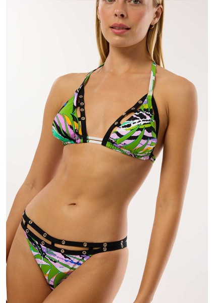 4625 Yeşil Desenli Bikini Takımı
