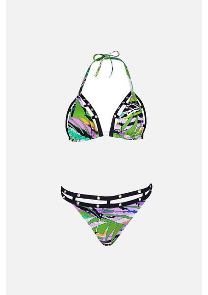 4625 Yeşil Desenli Bikini Takımı