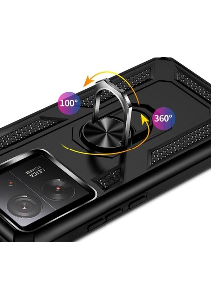 Xiaomi 13T Kılıf Yüzüklü Standlı Kamera Korumalı Extra Darbe Emici Zırhlı Tank Kapak modelleri