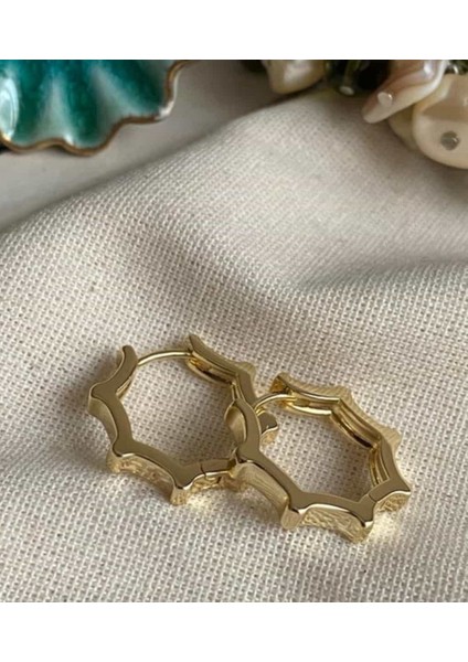 Çelik Gold Yıldız Halka Küpe