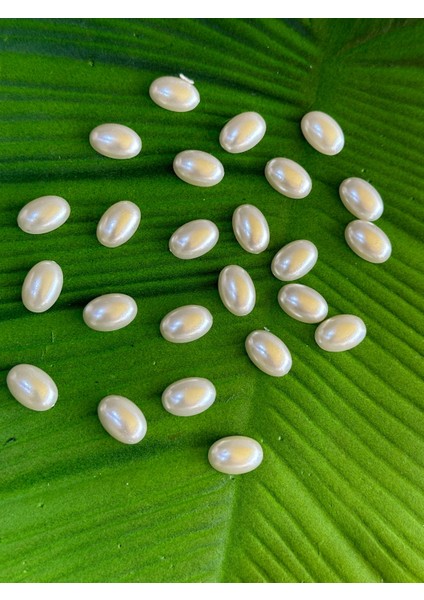 1 cm 24 Adet Ekru Inci Yapıştılabilir Boncuk