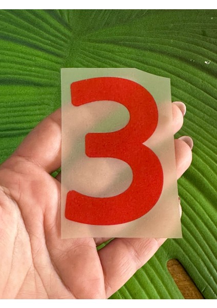 8 x 5 cm Ütü Ile Yapışan Kırmızı 3 Rakamı Transfer Baskı Arma