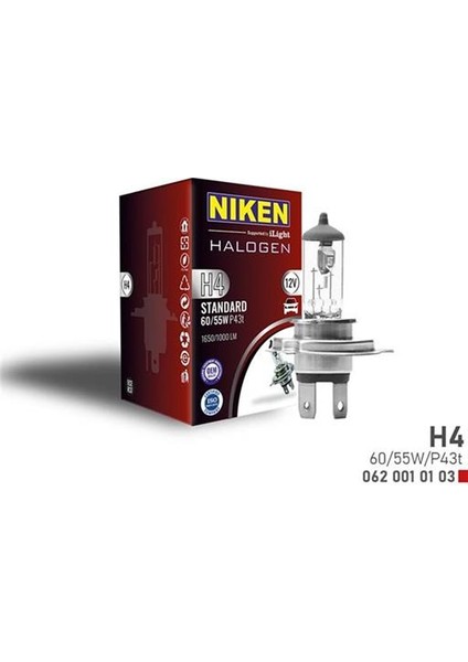 Nıken H4 60W/55W Halojen Ampul P43T 12V