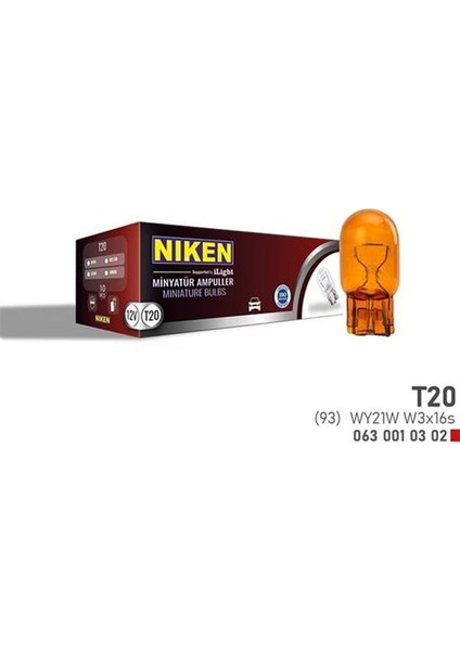 Nıken T20 Dipsız Ampul 93 WY21W Amb W3X16S 10LU