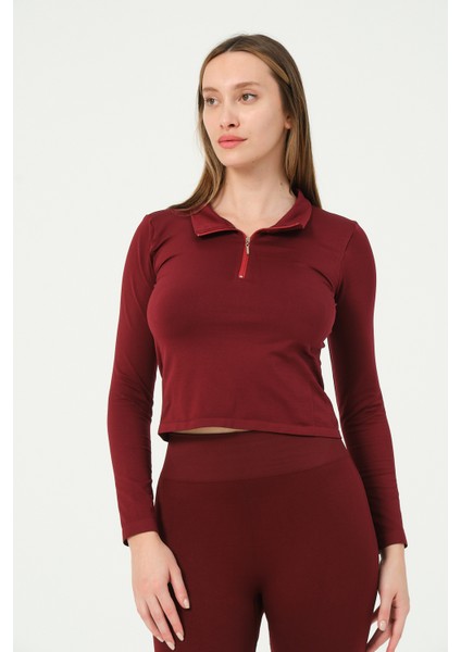 Fermuarlı Crop Top Seamless