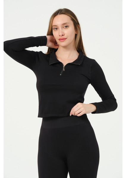 Fermuarlı Crop Top Seamless