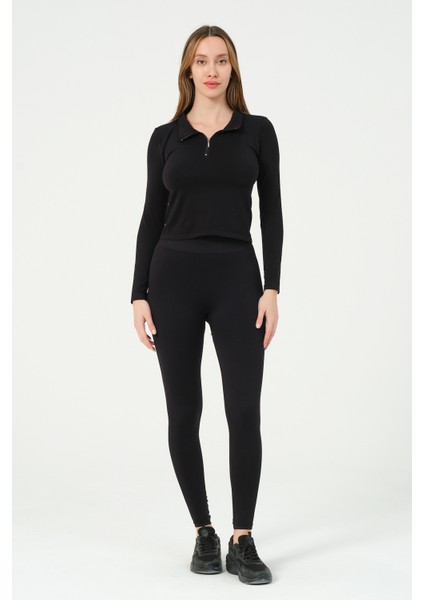 Fermuarlı Crop Top Seamless