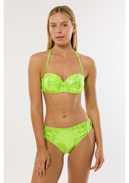 4600 Neon Sarı Straplez Bikini Takımı