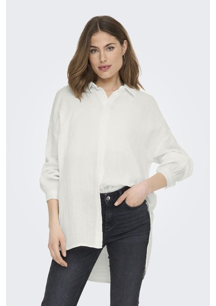 Onlthyra Pamuklu Regular Fit Düşük Omuzlu Gömlek Bayan Gömlek 15267998