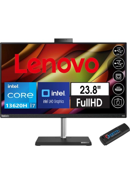Neo 30A 24 Gen4 Intel Core I7 13620H 32GB Ram 2tb SSD 23.8 Fhd IPS WINDOWS11PRO All In One Bilgisayar 12K0A05CTRW32+ZETTAUSBBELLEK