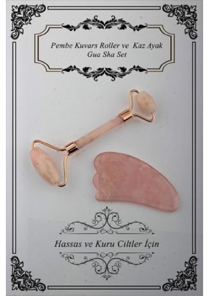 Sertifikalı Pembe Kuvars Roller ve Gua Sha Masaj Takımı, doğal taş güzellik seti modelleri