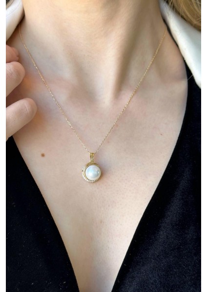 14 Ayar Altın 10 mm Doğal Inci Küpe Kolye Yüzük Üçlü Set fiyatları