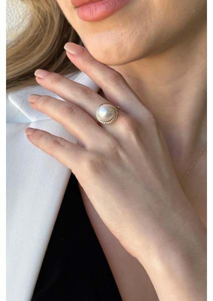 14 Ayar Altın 10 mm Doğal Inci Küpe Kolye Yüzük Üçlü Set fırsatları